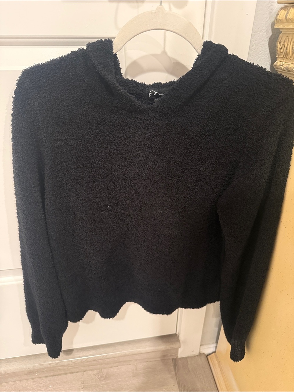 Plush Black Hooded Women's Sweater